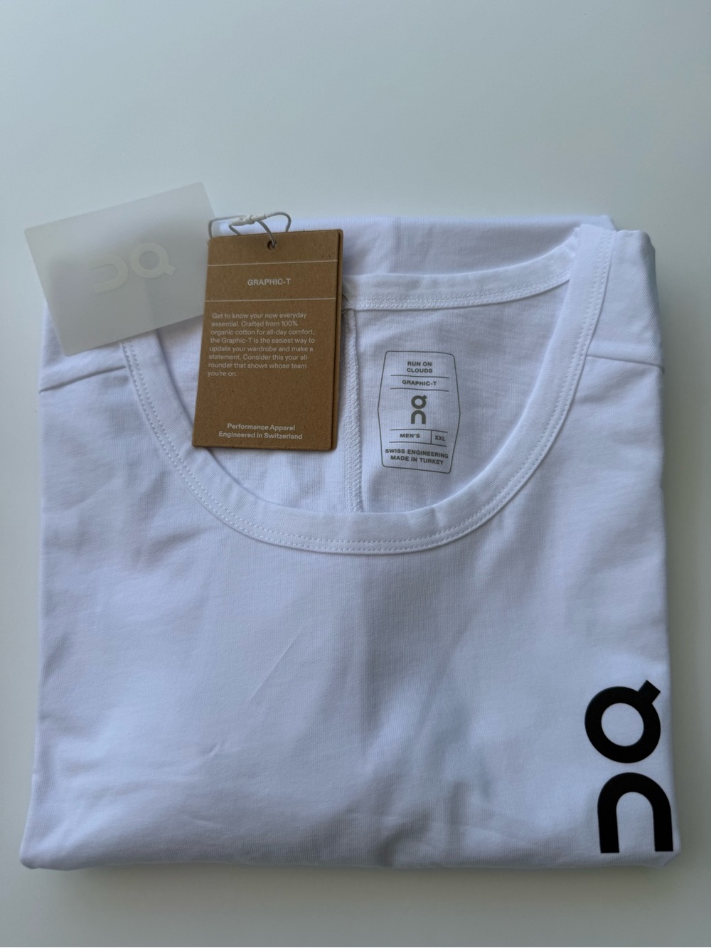 On Running White Graphic T-Shirt with Black Logo Mens XXL - Picture 5 of 5
